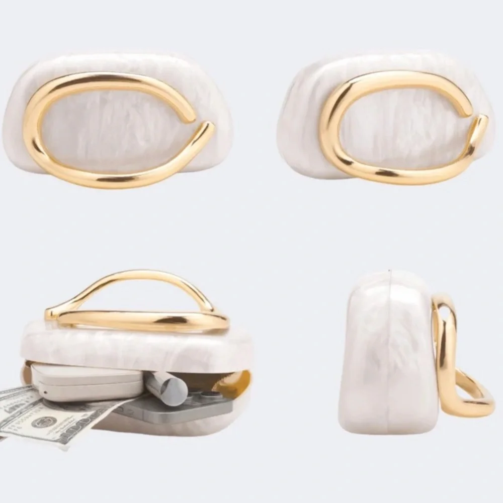 White Metallic Crossbody Clutch Bag